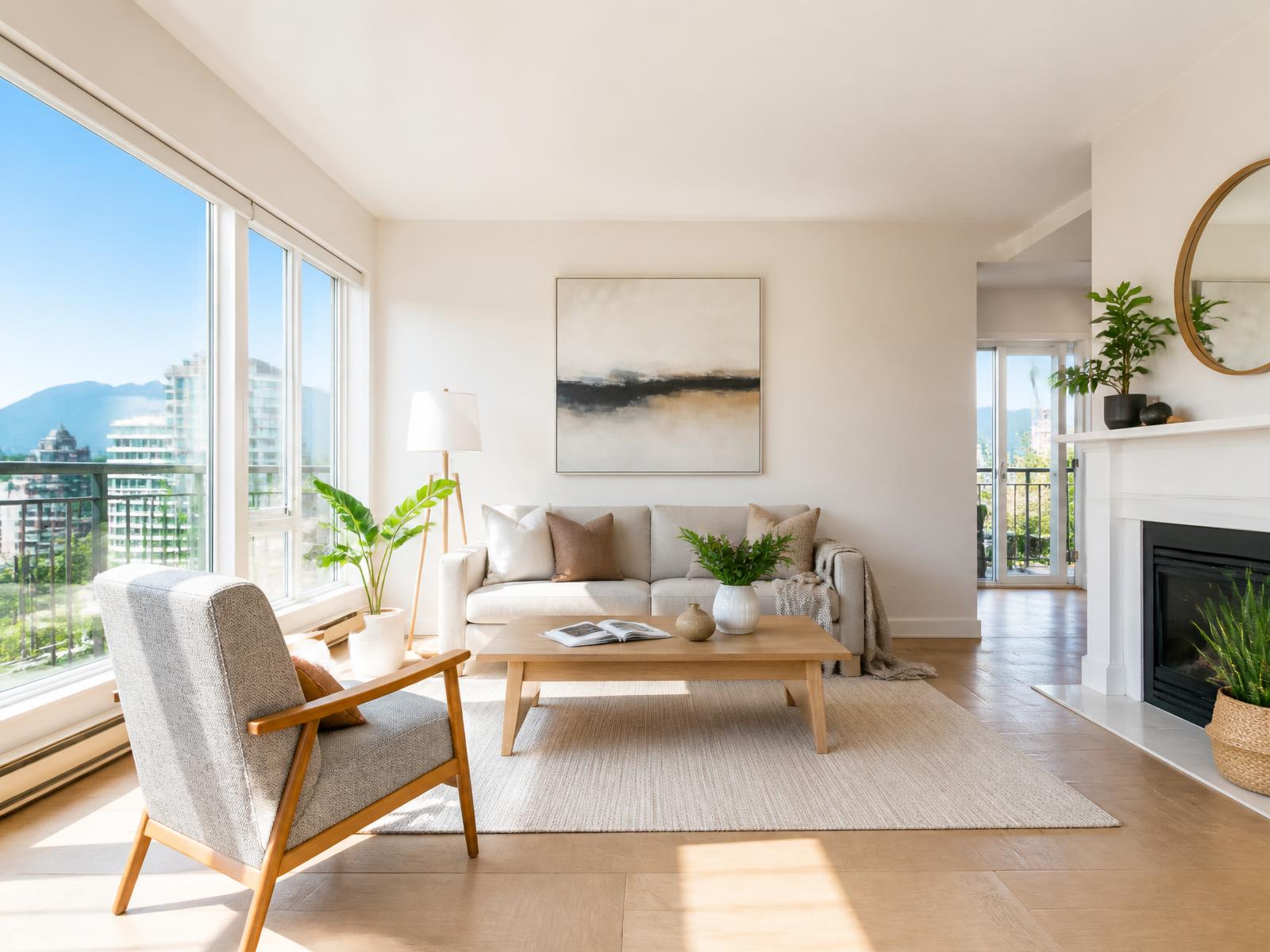 Bright, freshly cleaned living room in a Metro Vancouver home